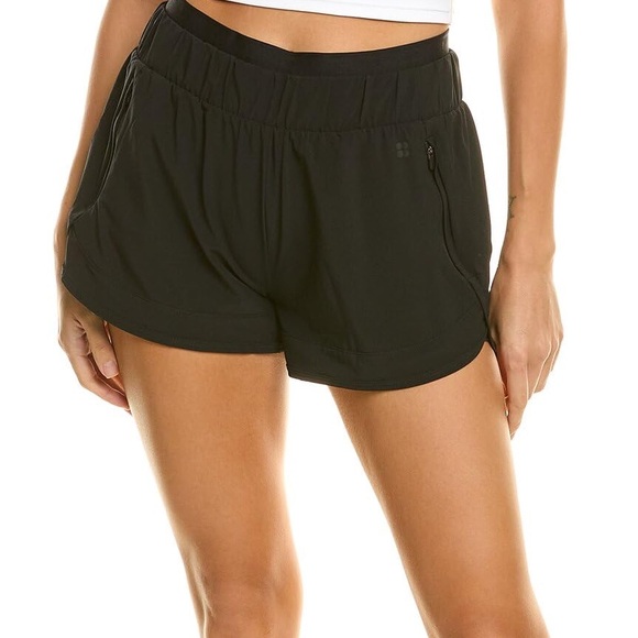 Sweaty Betty Pants - Sweaty Betty 2 in 1 On Your Marks Black Athletic Shorts Small